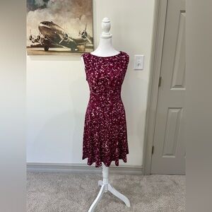 Connected Apparel Burgundy Floral Midi Dress